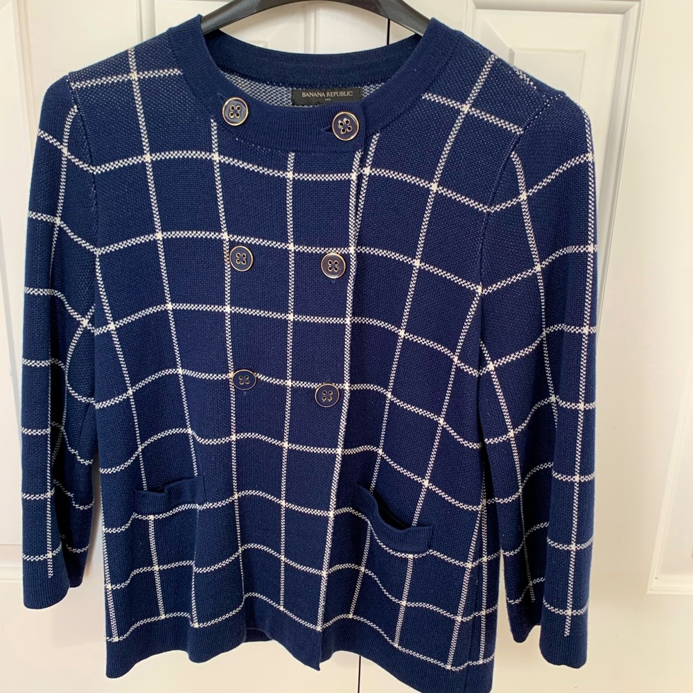 Navy and White Banana Republic Sweater Blazer. XS (fits like a small)
